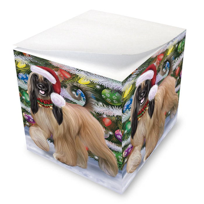 Chistmas Trotting in the Snow Afghan Hound Dog Note Cube NOC-DOTD-A57682