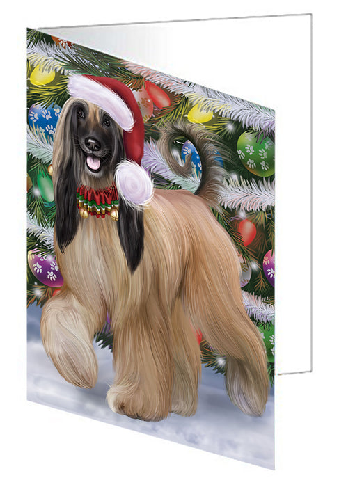 Chistmas Trotting in the Snow Afghan Hound Dog Handmade Artwork Assorted Pets Greeting Cards and Note Cards with Envelopes for All Occasions and Holiday Seasons