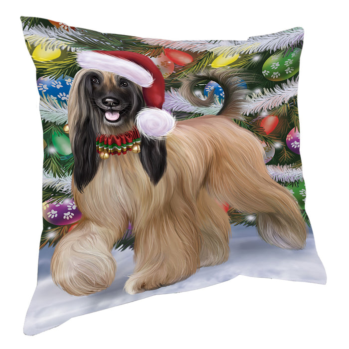 Chistmas Trotting in the Snow Afghan Hound Dog Pillow with Top Quality High-Resolution Images - Ultra Soft Pet Pillows for Sleeping - Reversible & Comfort - Ideal Gift for Dog Lover - Cushion for Sofa Couch Bed - 100% Polyester, PILA93796