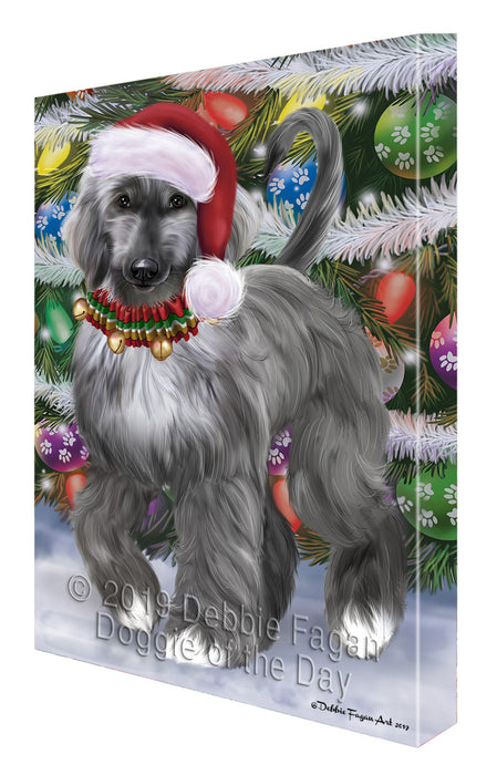 Chistmas Trotting in the Snow Afghan Hound Dog Canvas Wall Art - Premium Quality Ready to Hang Room Decor Wall Art Canvas - Unique Animal Printed Digital Painting for Decoration CVS645