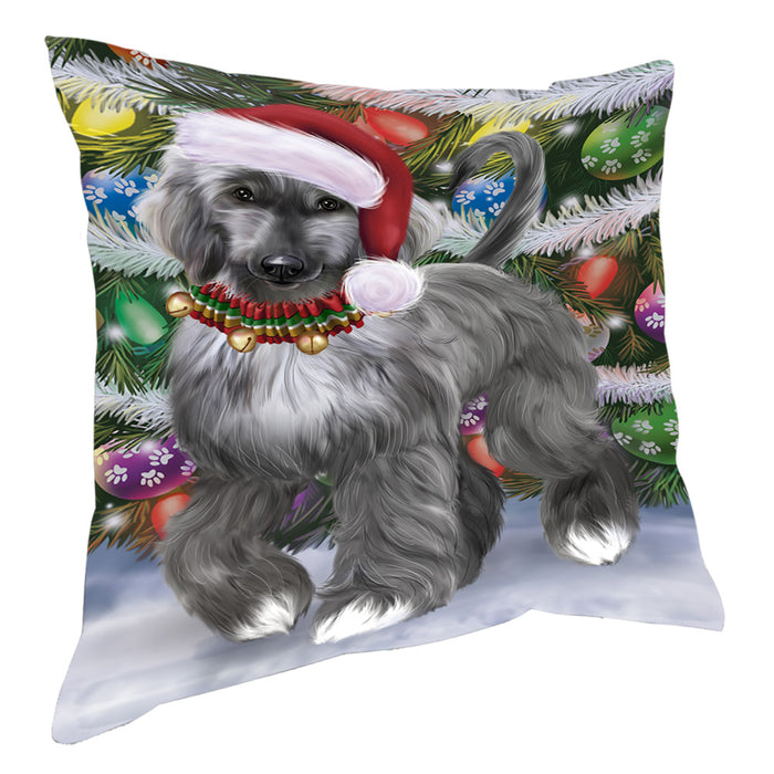 Chistmas Trotting in the Snow Afghan Hound Dog Pillow with Top Quality High-Resolution Images - Ultra Soft Pet Pillows for Sleeping - Reversible & Comfort - Ideal Gift for Dog Lover - Cushion for Sofa Couch Bed - 100% Polyester, PILA93799