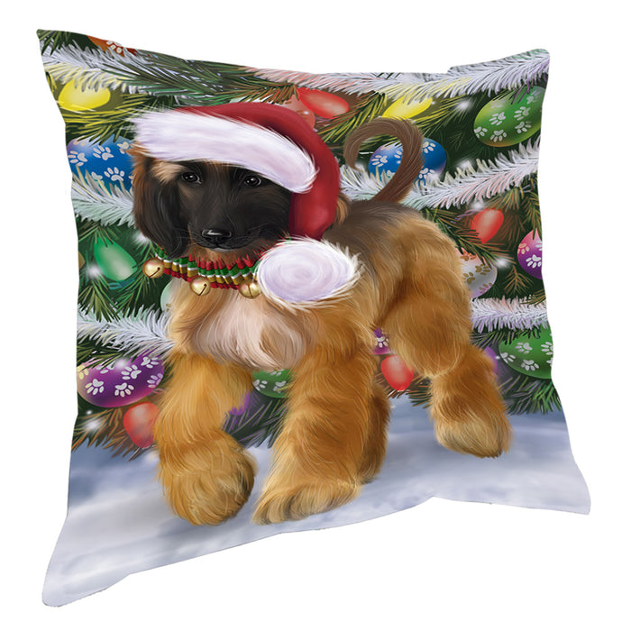 Chistmas Trotting in the Snow Afghan Hound Dog Pillow with Top Quality High-Resolution Images - Ultra Soft Pet Pillows for Sleeping - Reversible & Comfort - Ideal Gift for Dog Lover - Cushion for Sofa Couch Bed - 100% Polyester, PILA93802