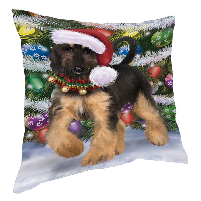 Chistmas Trotting in the Snow Afghan Hound Dog Pillow with Top Quality High-Resolution Images - Ultra Soft Pet Pillows for Sleeping - Reversible & Comfort - Ideal Gift for Dog Lover - Cushion for Sofa Couch Bed - 100% Polyester, PILA93805