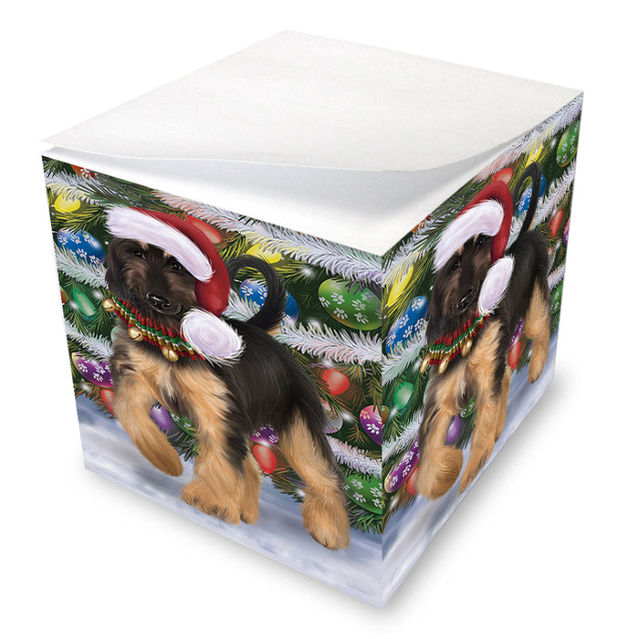 Chistmas Trotting in the Snow Afghan Hound Dog Note Cube NOC-DOTD-A57685
