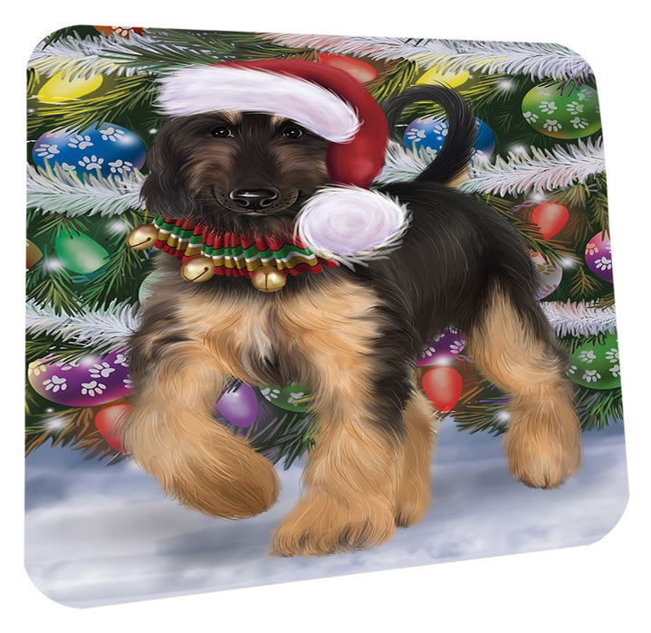 Chistmas Trotting in the Snow Afghan Hound Dog Coasters Set of 4 CSTA58646