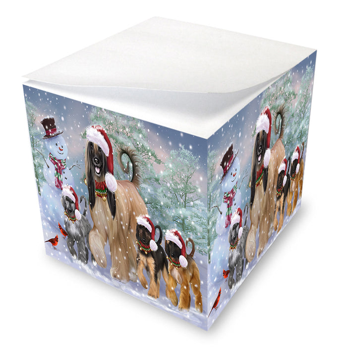 Christmas Running Family Afghan Hound Dogs Note Cube NOC-DOTD-A57669