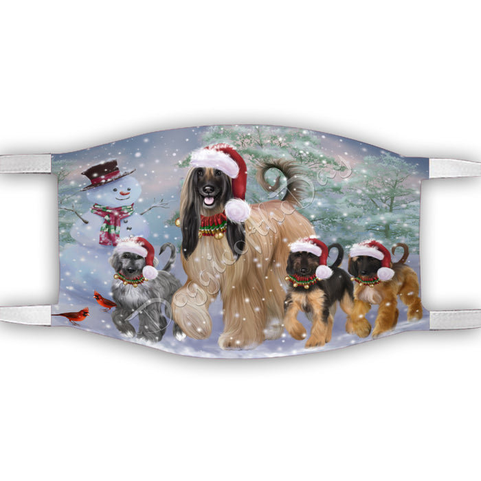 Christmas Running Fammily Afghan Hound Dogs Face Mask FM48686