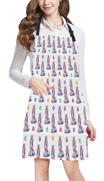 Watercolor Mini Afghan Hound Dogs Apron