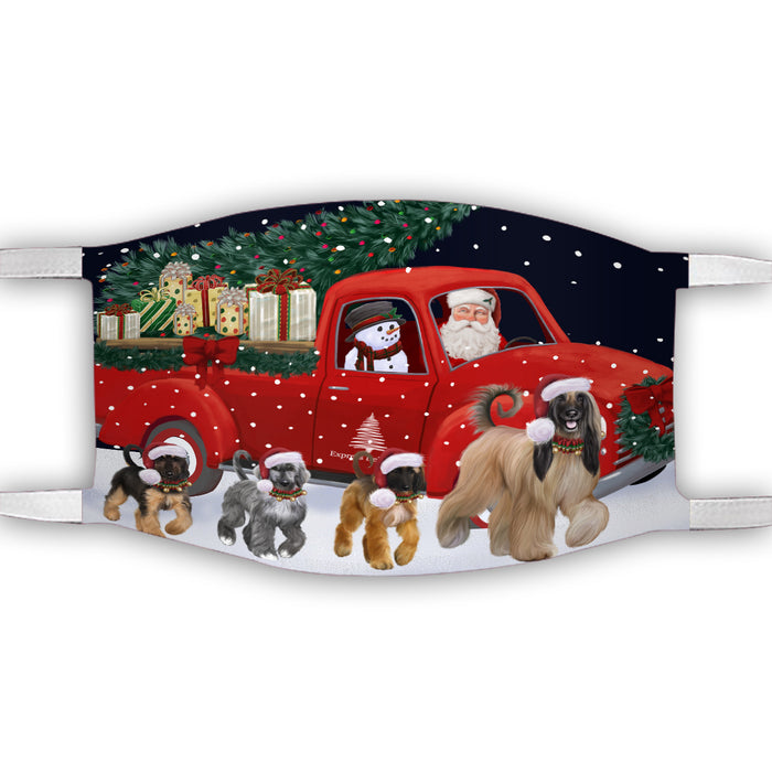 Christmas Express Delivery Red Truck Running Afghan Hound Dogs Face Mask FM49834