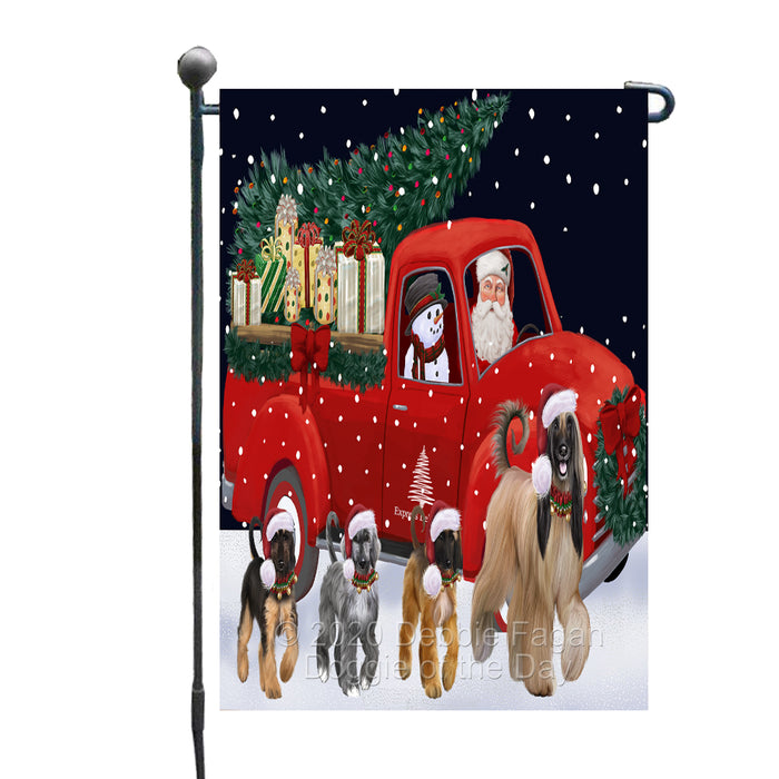 Christmas Express Delivery Red Truck Running Afghan Hound Dogs Garden Flag GFLG66430