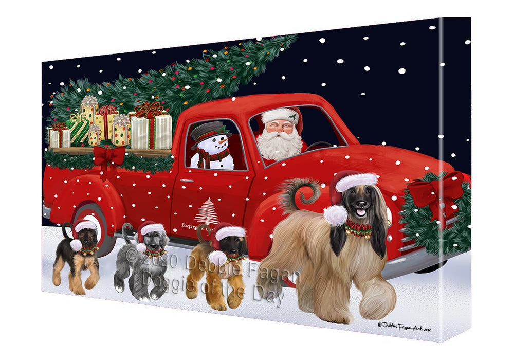 Christmas Express Delivery Red Truck Running Afghan Hound Dogs Canvas Print Wall Art Décor CVS145772