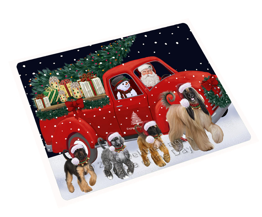 Christmas Express Delivery Red Truck Running Afghan Hound Dogs Cutting Board - Easy Grip Non-Slip Dishwasher Safe Chopping Board Vegetables C77698