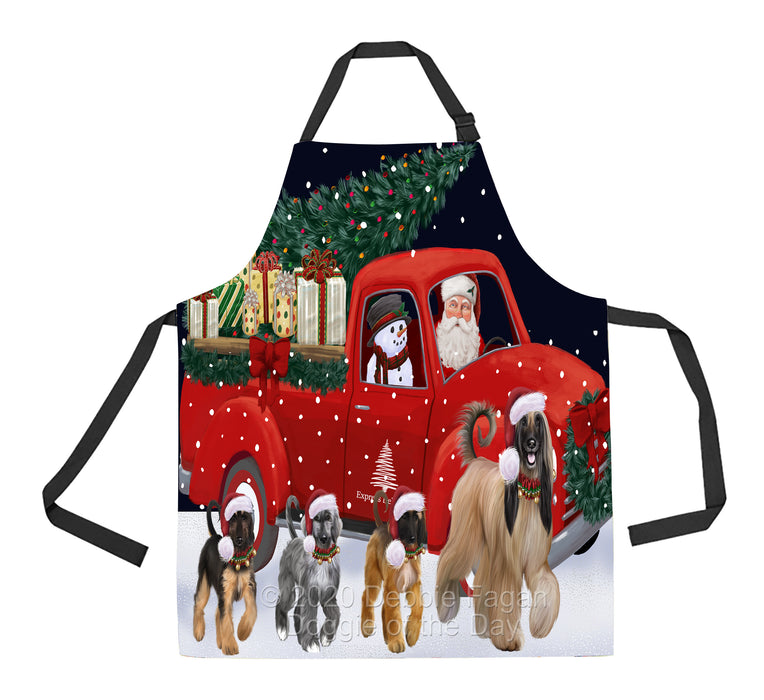 Christmas Express Delivery Red Truck Running Afghan Hound Dogs Apron Apron-48091