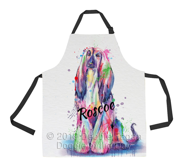 Custom Pet Name Personalized Watercolor Afghan Hound Dog Apron