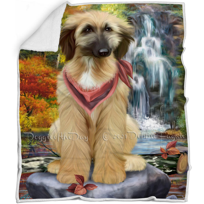 Scenic Waterfall Afghan Hound Dog Blanket BLNKT62490