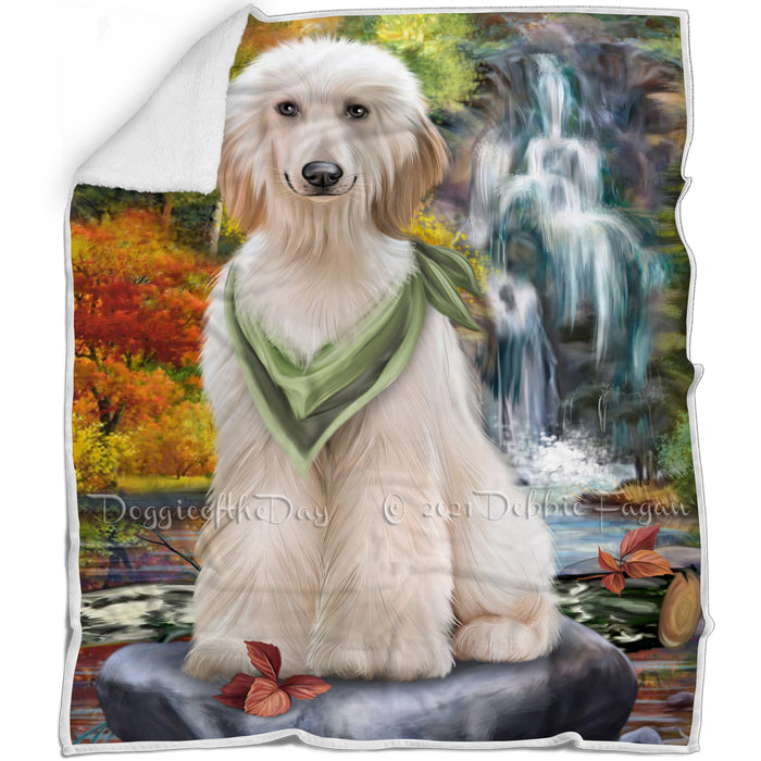 Scenic Waterfall Afghan Hound Dog Blanket BLNKT62508
