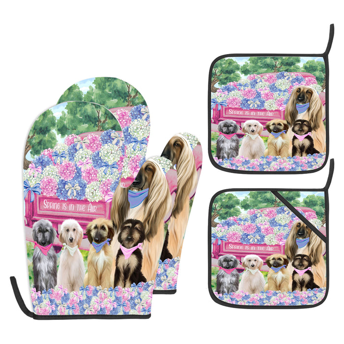 Afghan Hound Oven Mitts and Pot Holder Set, Kitchen Gloves for Cooking with Potholders, Explore a Variety of Custom Designs, Personalized, Pet & Dog Gifts