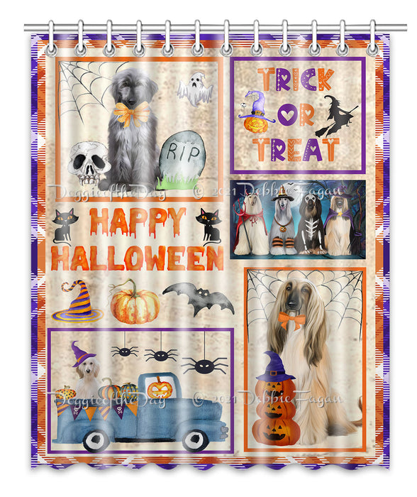 Happy Halloween Trick or Treat Afghan Hound Dogs Shower Curtain Bathroom Accessories Decor Bath Tub Screens