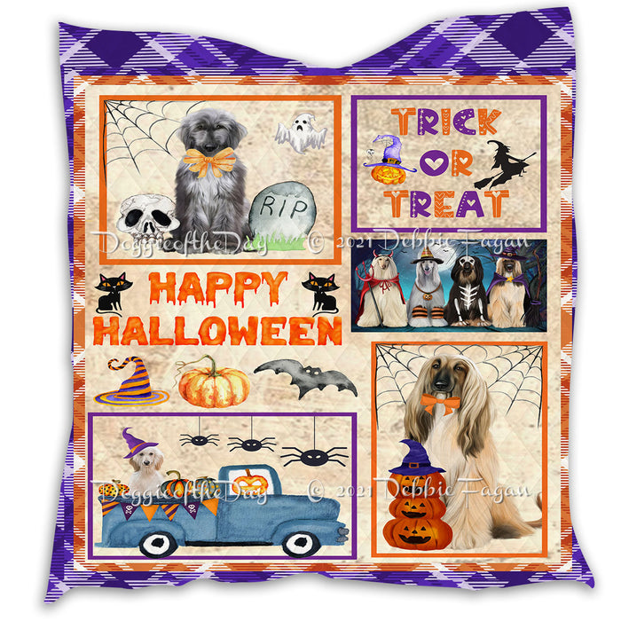 Happy Halloween Trick or Treat Pumpkin Afghan Hound Dogs Lightweight Soft Bedspread Coverlet Bedding Quilt QUILT60666