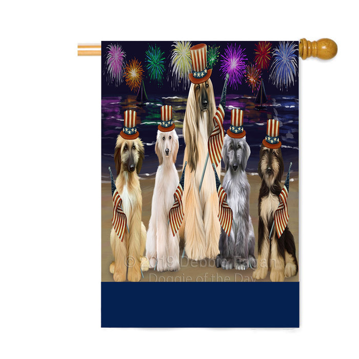 Personalized 4th of July Firework Afghan Hound Dogs Custom House Flag FLG-DOTD-A57762
