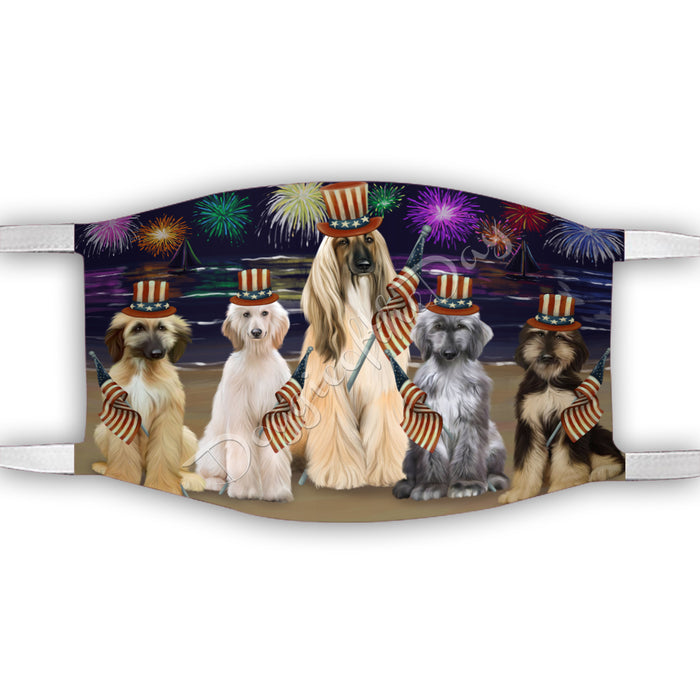 4th of July Independence Day Afghan Hound Dogs Face Mask FM49361
