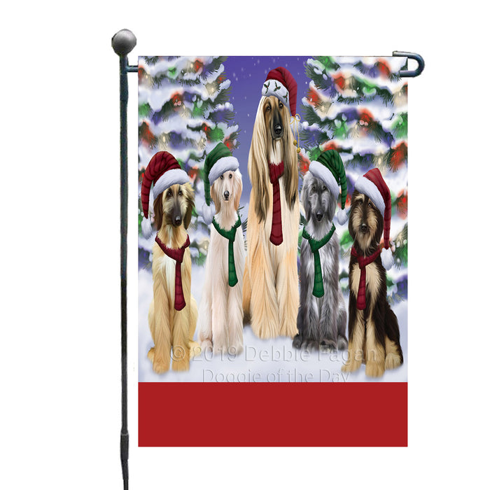 Personalized Christmas Happy Holidays Afghan Hound Dogs Family Portraits Custom Garden Flags GFLG-DOTD-A59077