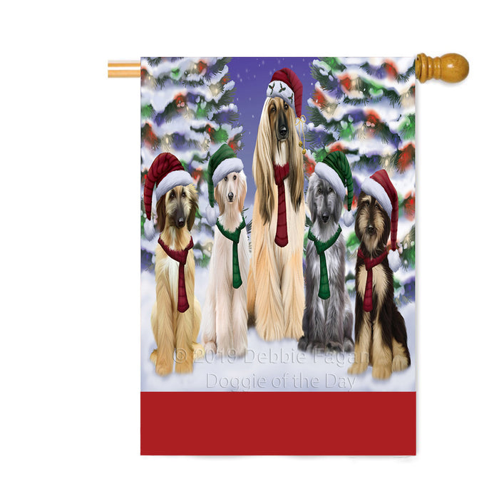 Personalized Christmas Happy Holidays Afghan Hound Dogs Family Portraits Custom House Flag FLG-DOTD-A59133