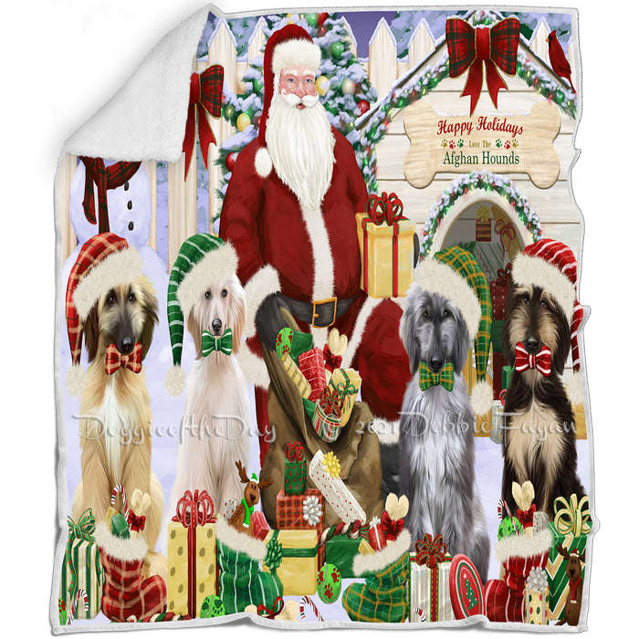 Christmas Dog House Afghan Hounds Dog Blanket BLNKT89616