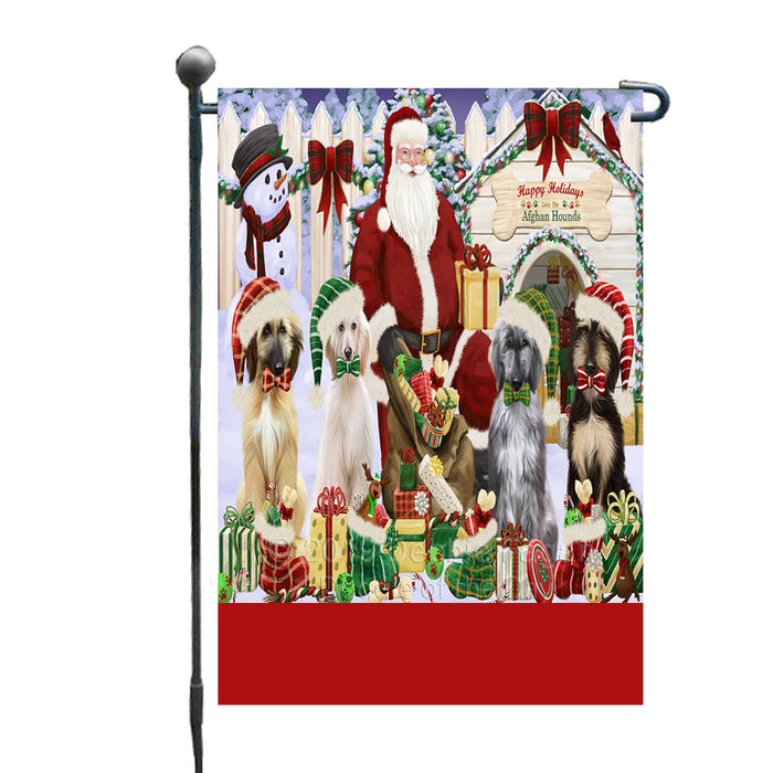 Personalized Happy Holidays Christmas Afghan Hound Dogs House Gathering Custom Garden Flags GFLG-DOTD-A58484