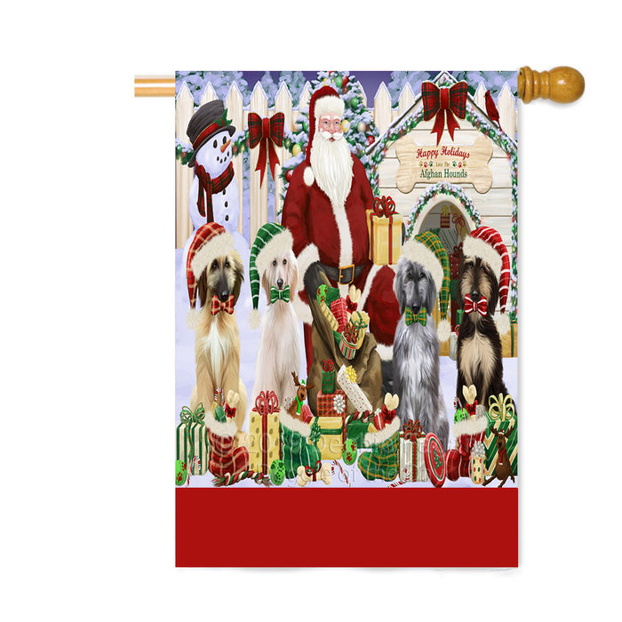 Personalized Happy Holidays Christmas Afghan Hound Dogs House Gathering Custom House Flag FLG-DOTD-A58540