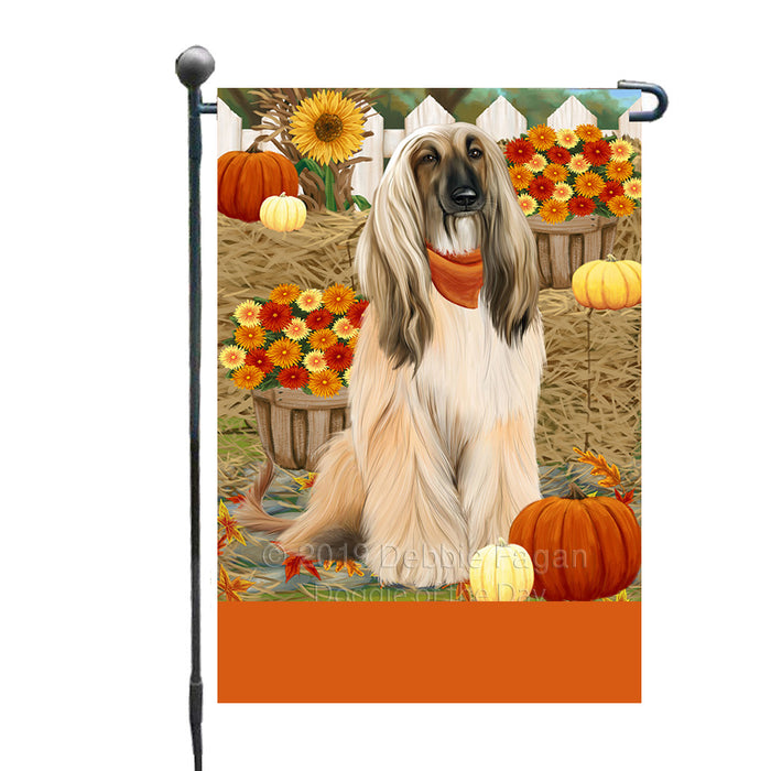 Personalized Fall Autumn Greeting Afghan Hound Dog with Pumpkins Custom Garden Flags GFLG-DOTD-A61742