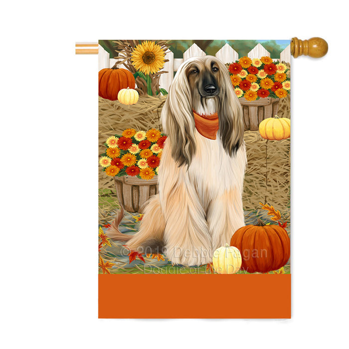 Personalized Fall Autumn Greeting Afghan Hound Dog with Pumpkins Custom House Flag FLG-DOTD-A61798