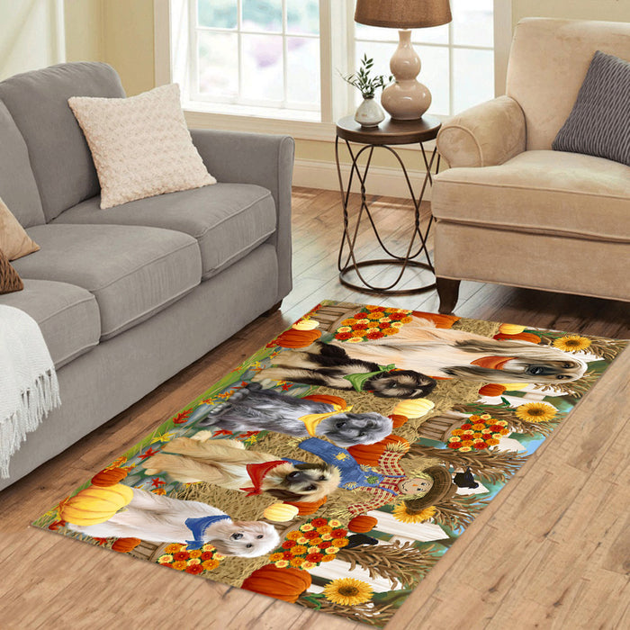 Fall Festive Harvest Time Gathering Afghan Hound Dogs Area Rug
