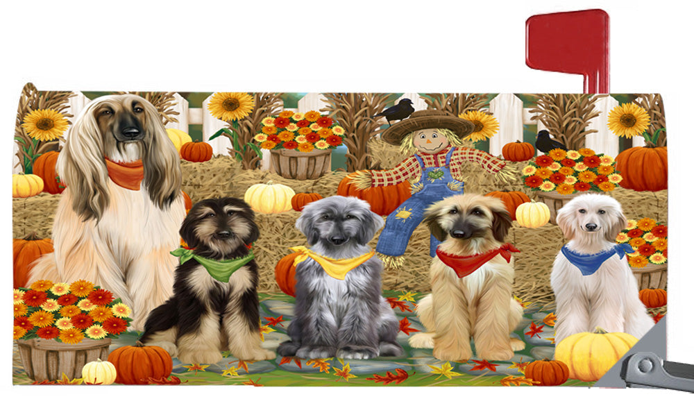 Fall Festive Harvest Time Gathering Afghan Hound Dogs 6.5 x 19 Inches Magnetic Mailbox Cover Post Box Cover Wraps Garden Yard Décor MBC49043