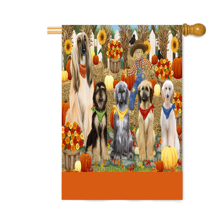 Personalized Fall Festive Gathering Afghan Hound Dogs with Pumpkins Custom House Flag FLG-DOTD-A61799
