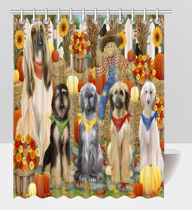 Fall Festive Harvest Time Gathering Afghan Hound Dogs Shower Curtain