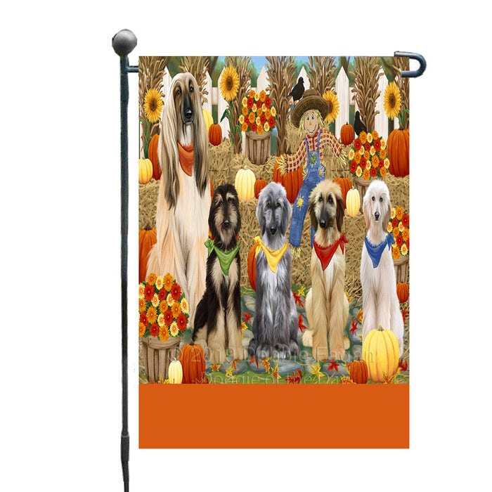 Personalized Fall Festive Gathering Afghan Hound Dogs with Pumpkins Custom Garden Flags GFLG-DOTD-A61743