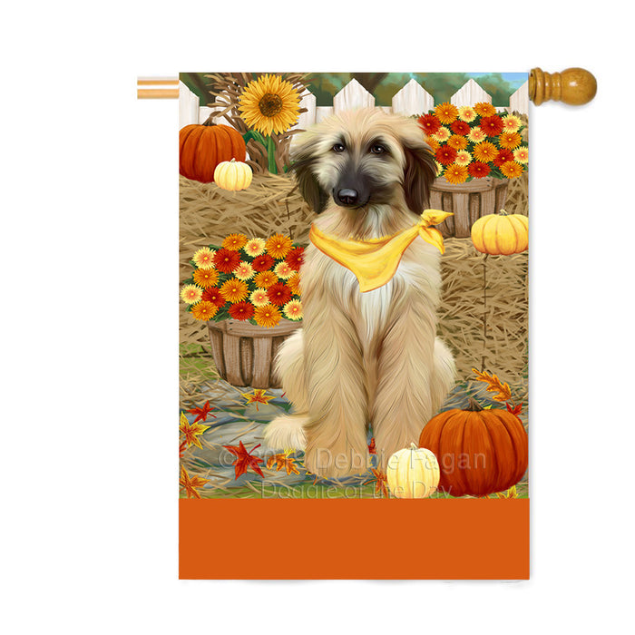 Personalized Fall Autumn Greeting Afghan Hound Dog with Pumpkins Custom House Flag FLG-DOTD-A61800