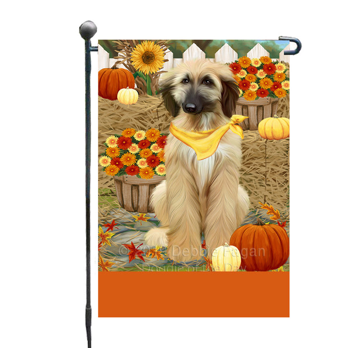 Personalized Fall Autumn Greeting Afghan Hound Dog with Pumpkins Custom Garden Flags GFLG-DOTD-A61744