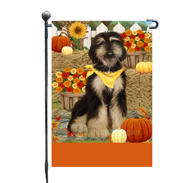 Personalized Fall Autumn Greeting Afghan Hound Dog with Pumpkins Custom Garden Flags GFLG-DOTD-A61745
