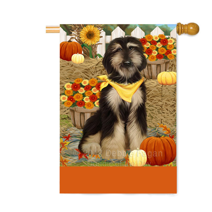 Personalized Fall Autumn Greeting Afghan Hound Dog with Pumpkins Custom House Flag FLG-DOTD-A61801