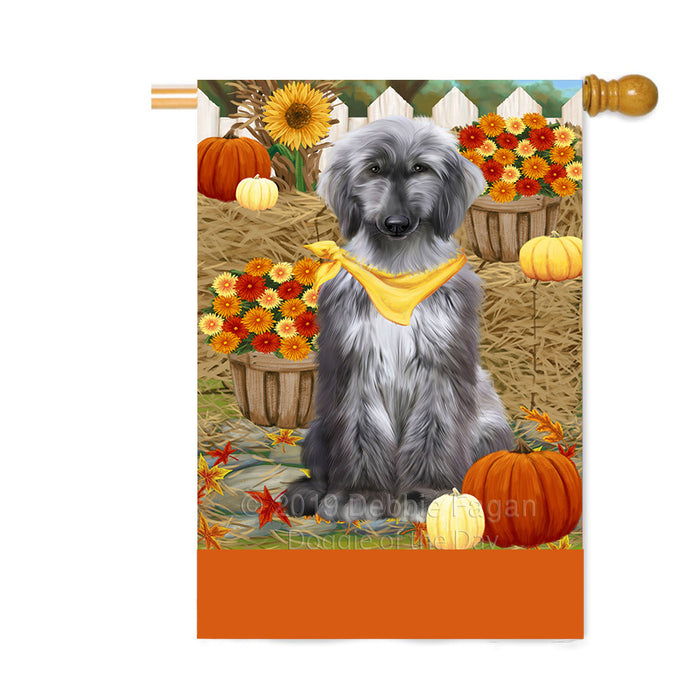 Personalized Fall Autumn Greeting Afghan Hound Dog with Pumpkins Custom House Flag FLG-DOTD-A61802