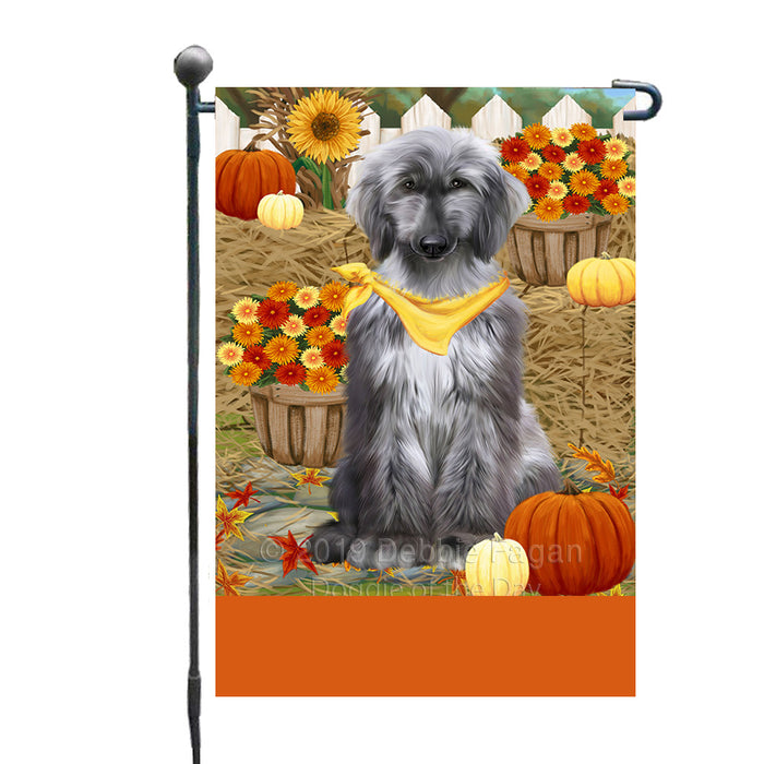 Personalized Fall Autumn Greeting Afghan Hound Dog with Pumpkins Custom Garden Flags GFLG-DOTD-A61746