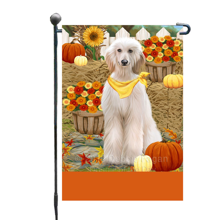 Personalized Fall Autumn Greeting Afghan Hound Dog with Pumpkins Custom Garden Flags GFLG-DOTD-A61747
