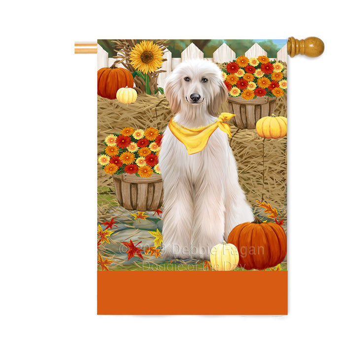 Personalized Fall Autumn Greeting Afghan Hound Dog with Pumpkins Custom House Flag FLG-DOTD-A61803
