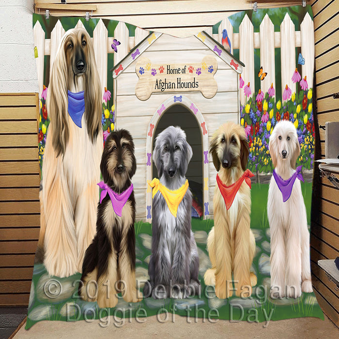 Spring Dog House Afghan Hound Dogs Quilt