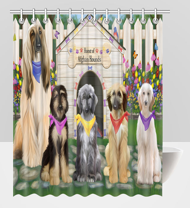 Spring Dog House Afghan Hound Dogs Shower Curtain