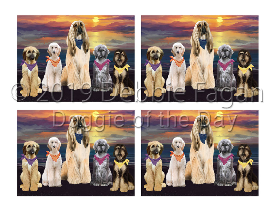 Family Sunset Portrait Afghan Hound Dogs Placemat
