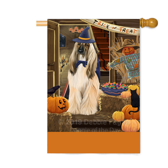Personalized Enter at Own Risk Trick or Treat Halloween Afghan Hound Dog Custom House Flag FLG-DOTD-A59456
