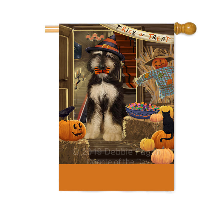 Personalized Enter at Own Risk Trick or Treat Halloween Afghan Hound Dog Custom House Flag FLG-DOTD-A59460